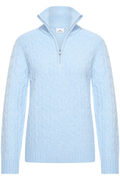 Dotique HV Society light blue cable knit jumper with half zip collar