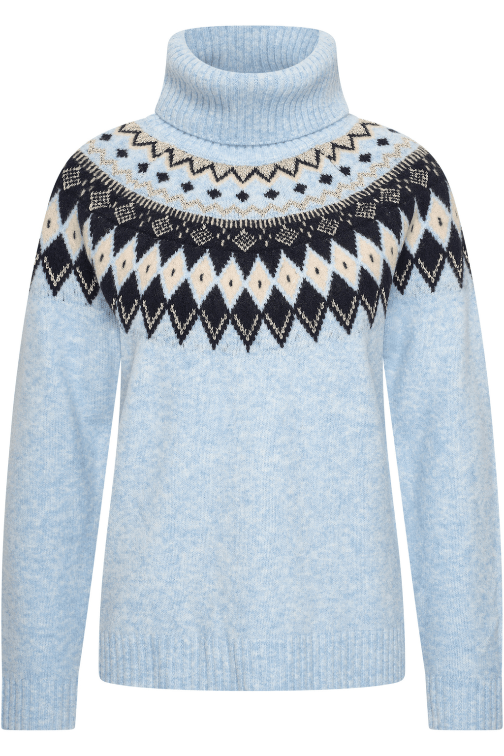 HV Society light blue fair isle turtleneck jumper with navy and cream detail – Dotique

