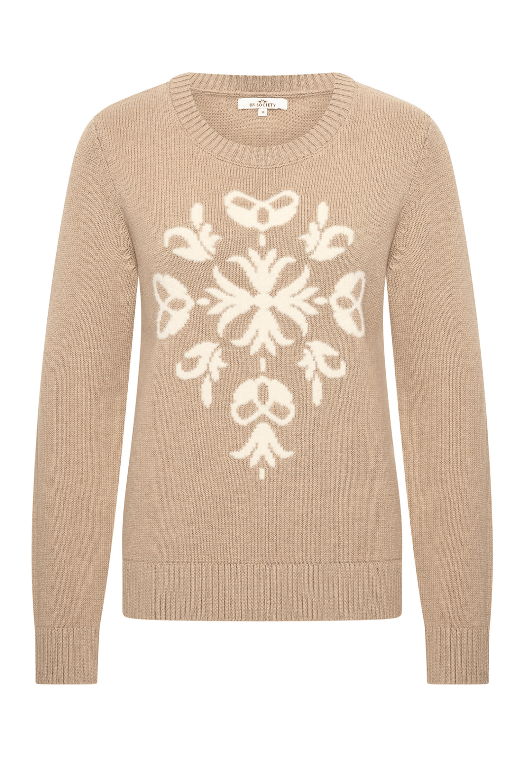 Neutral HV Society jumper with white snowflake design – Dotique

