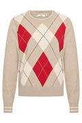 Neutral HV Society jumper with red argyle pattern – Dotique

