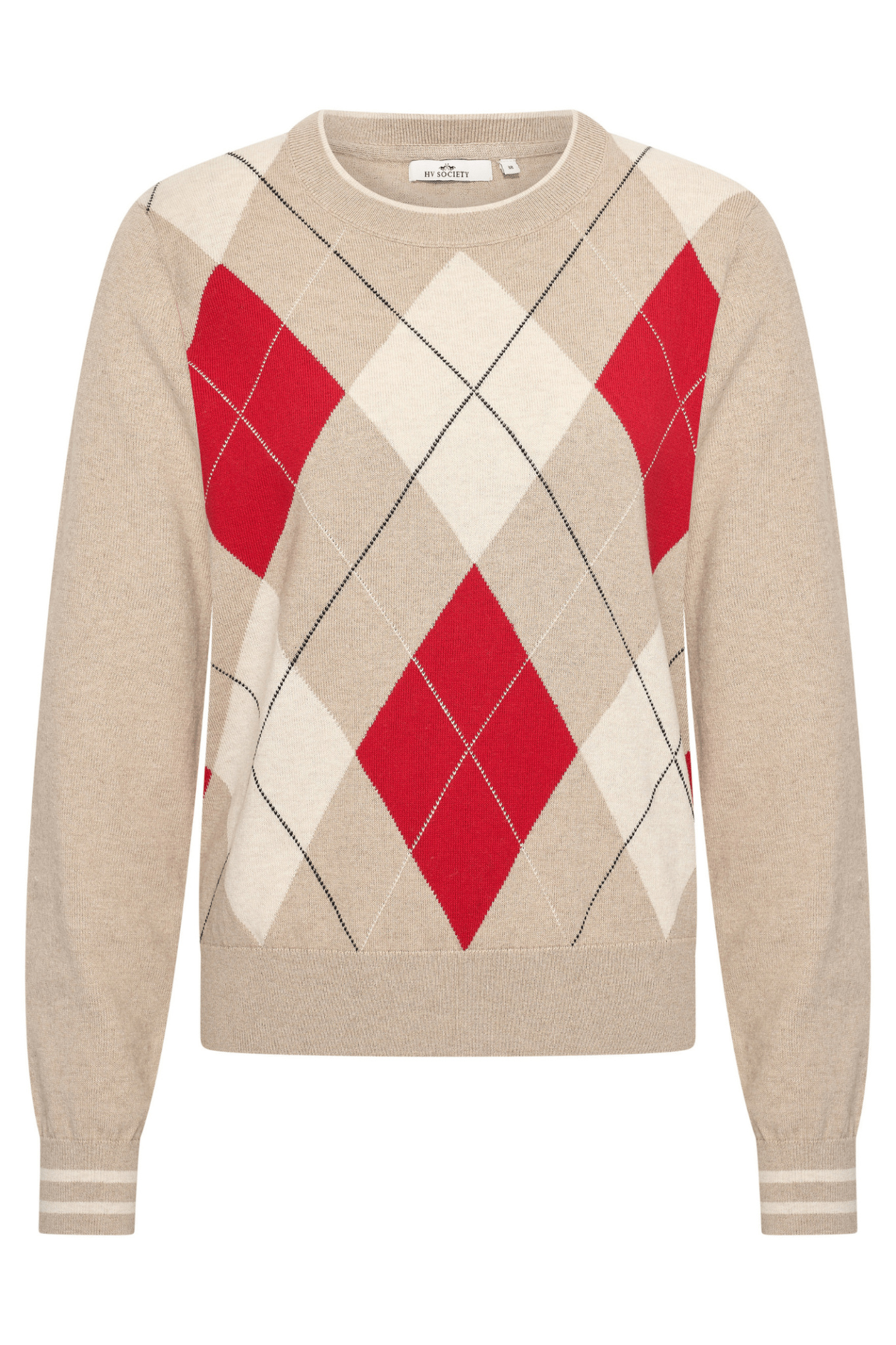 Neutral HV Society jumper with red argyle pattern – Dotique


