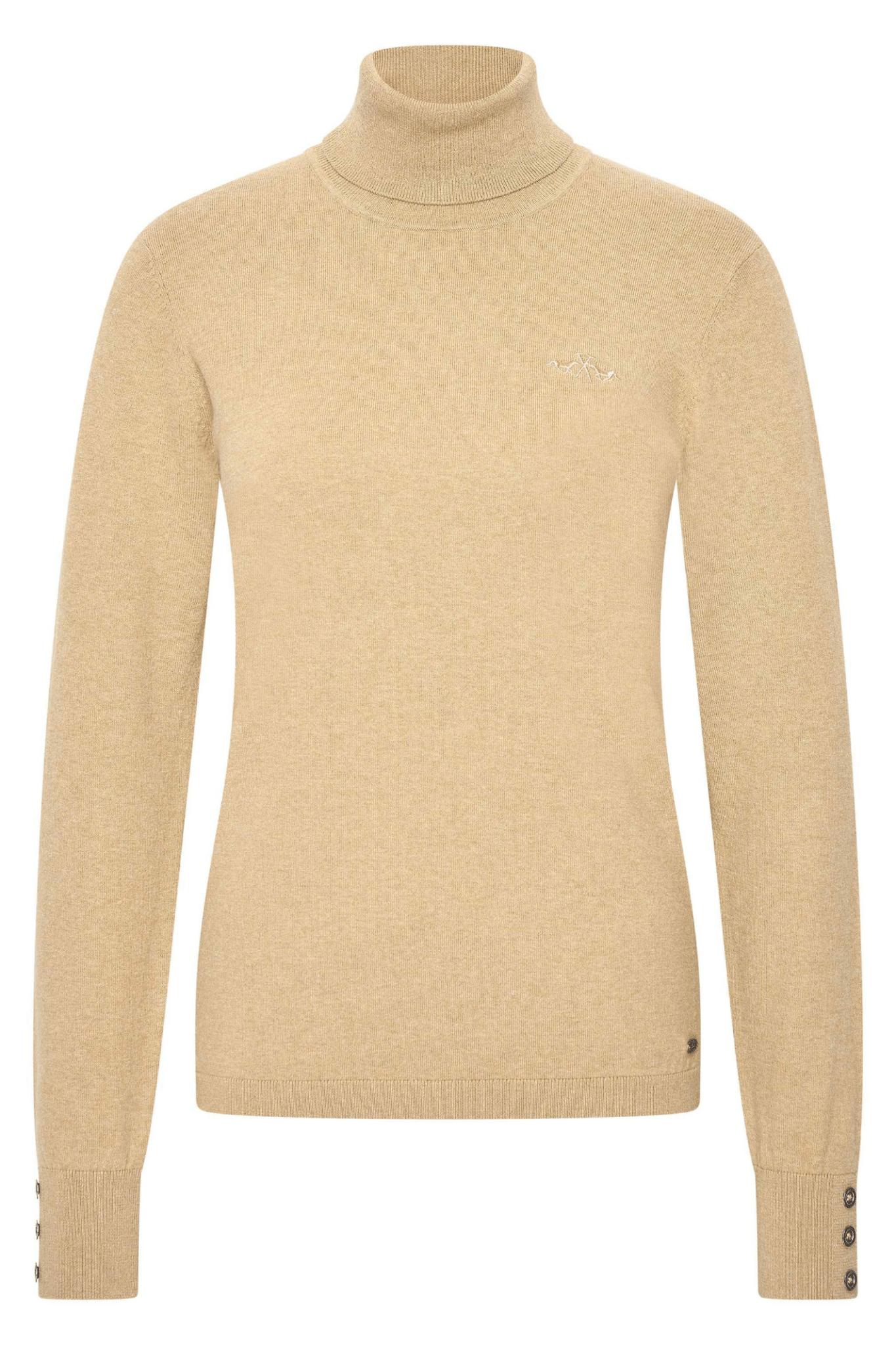 Sand roll neck HV Society jumper with button cuffs – Dotique

