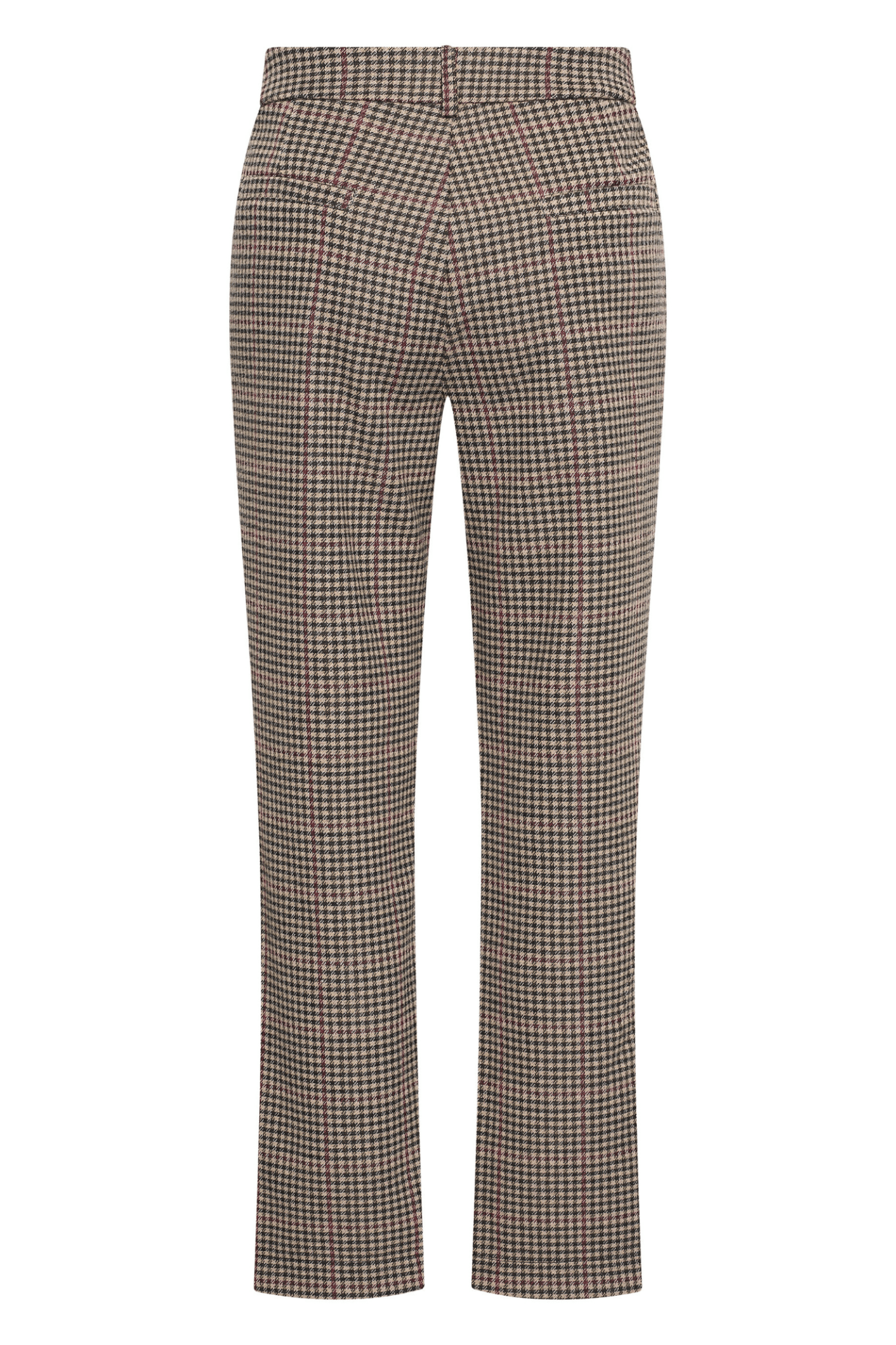 HV Society burgundy check trousers with slim fit and front crease