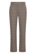 HV Society burgundy check trousers with slim fit and front crease