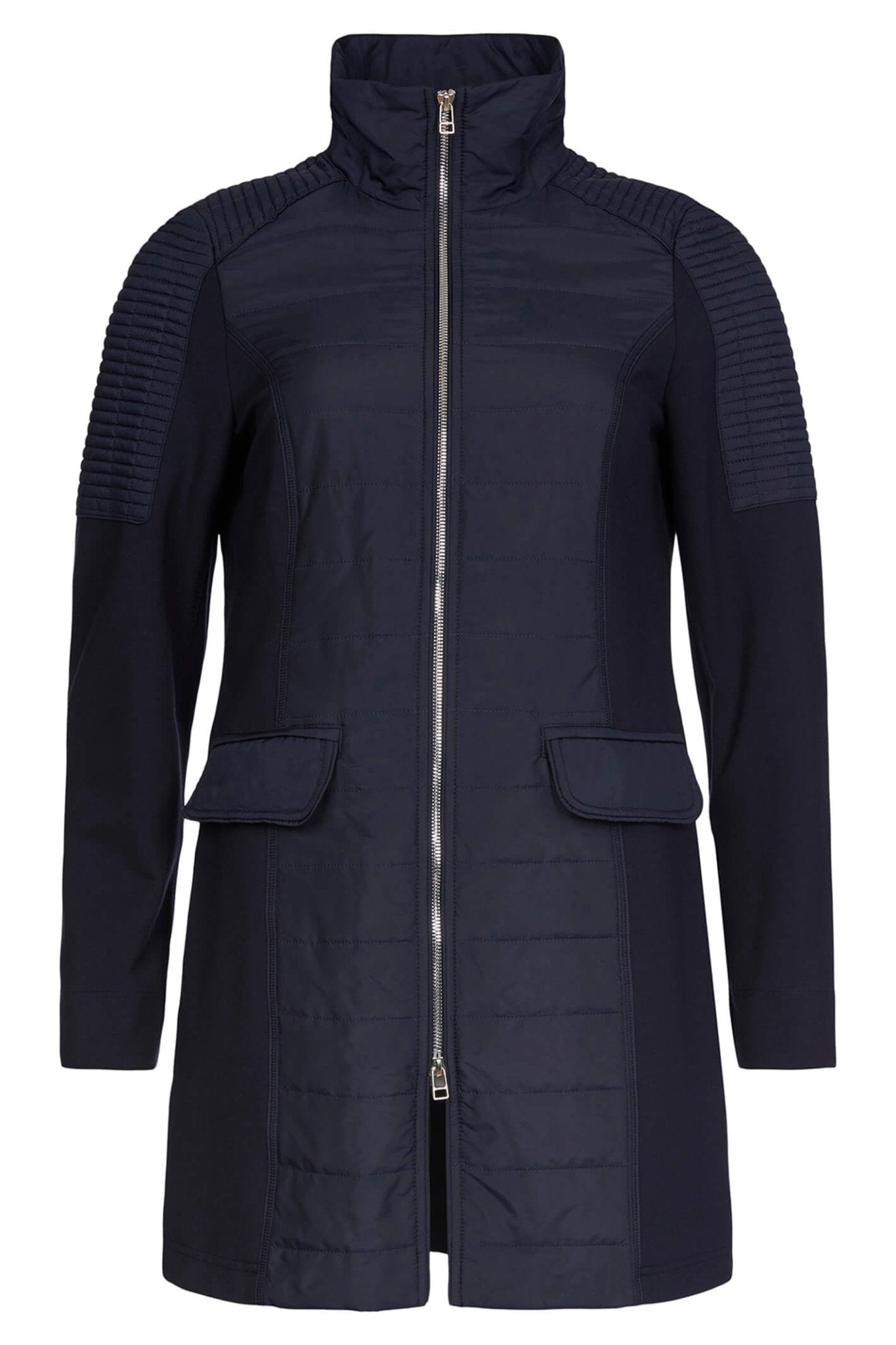 I'cona 67004-60012-690 Navy Padded Detail Zip Front Jacket - Dotique