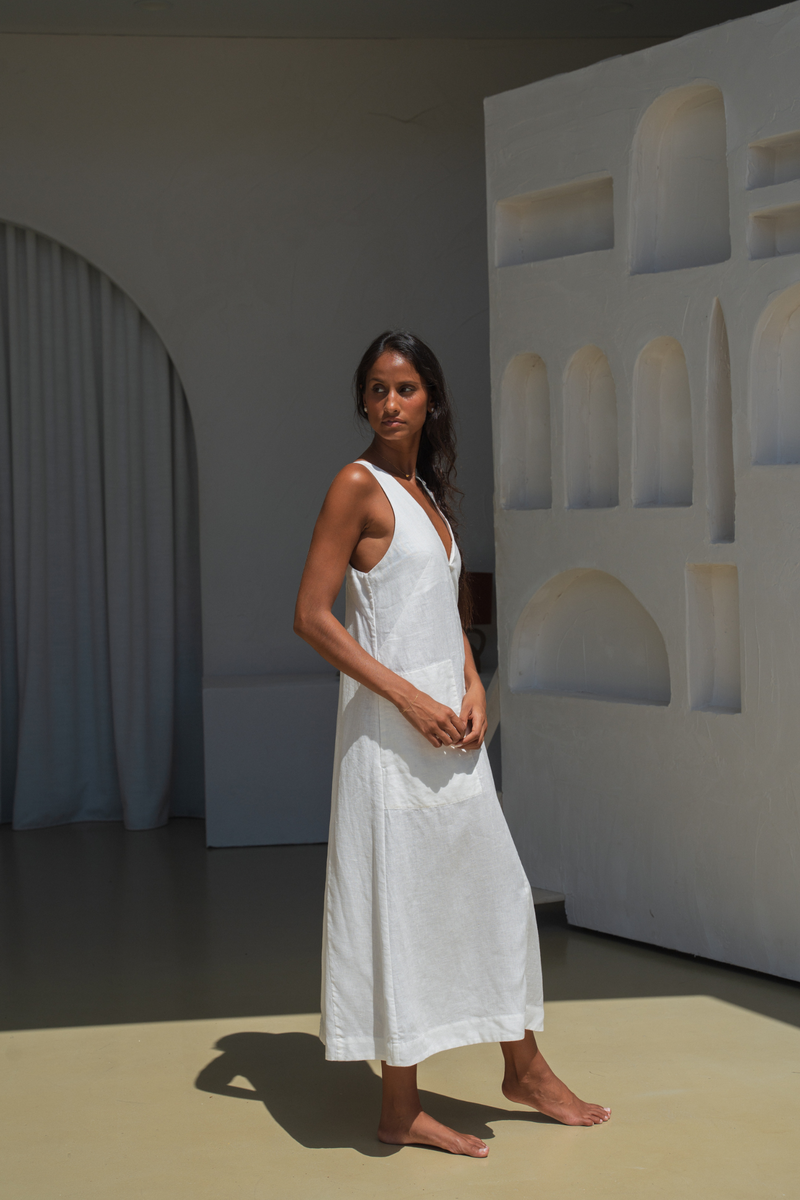 Lilly Pilly LP-D018 Iris Linen Dress Ivory | Lilly Pilly | Dotique