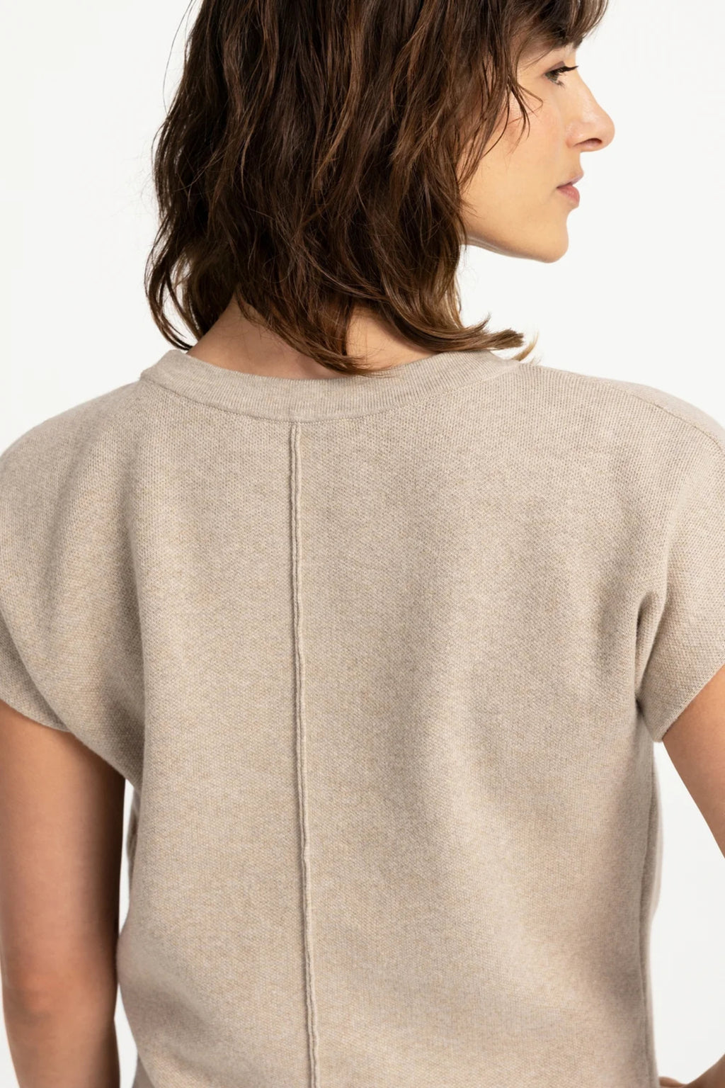 YAYA Jumper with Textured Sleeves - Pure Cashmere Grey Melange 01-000644-609