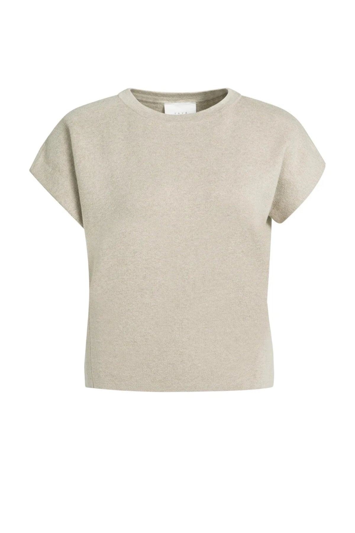 YAYA Jumper with Textured Sleeves - Pure Cashmere Grey Melange 01-000644-609
