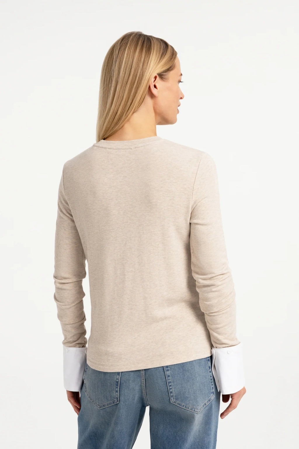 YAYA Jersey Top with Removable Cuff - Pure Cashmere Grey Melange 01-709418-609
