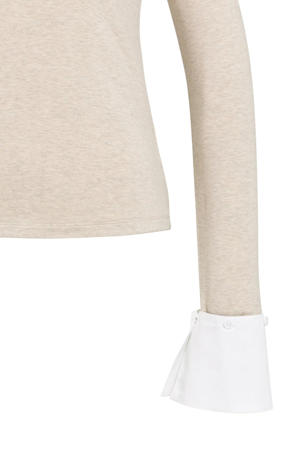 YAYA Jersey Top with Removable Cuff - Pure Cashmere Grey Melange 01-709418-609