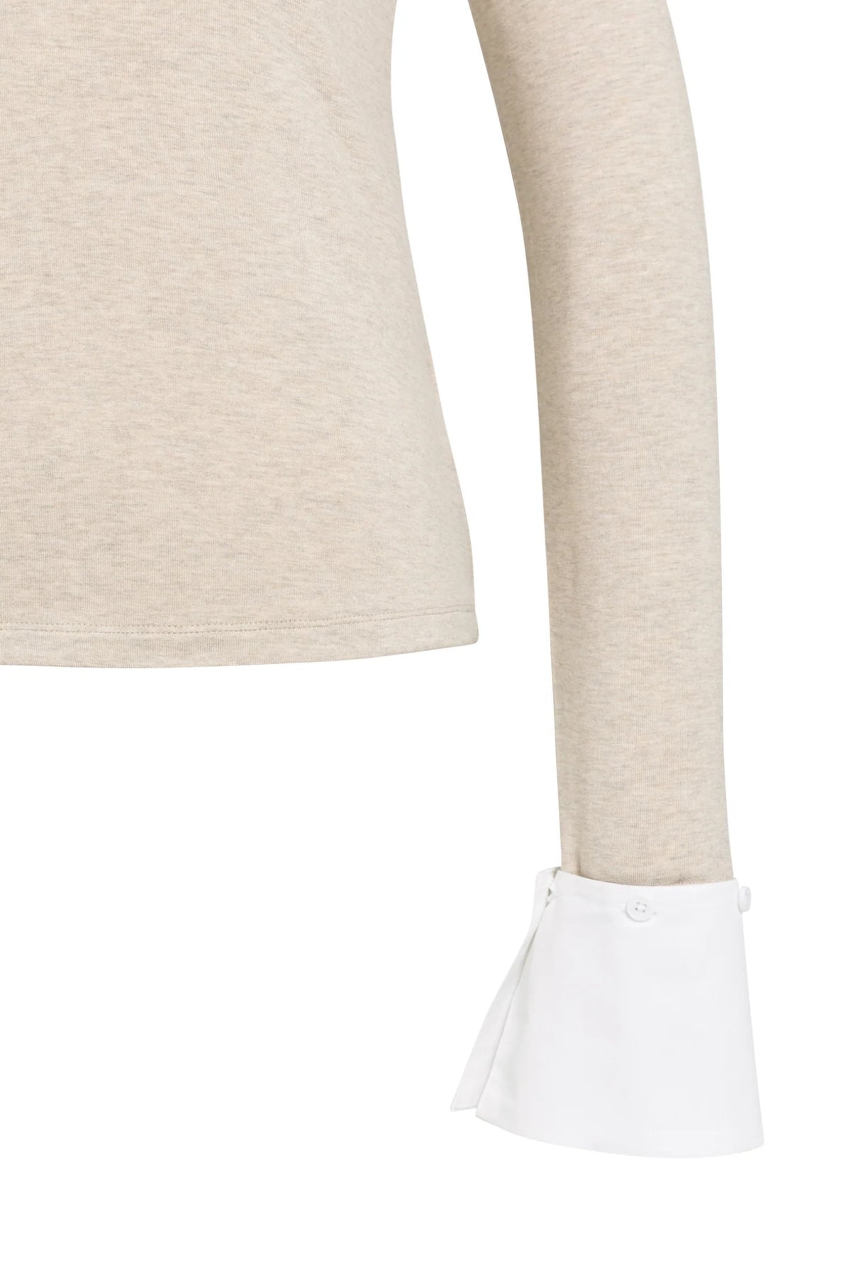 YAYA Jersey Top with Removable Cuff - Pure Cashmere Grey Melange 01-709418-609
