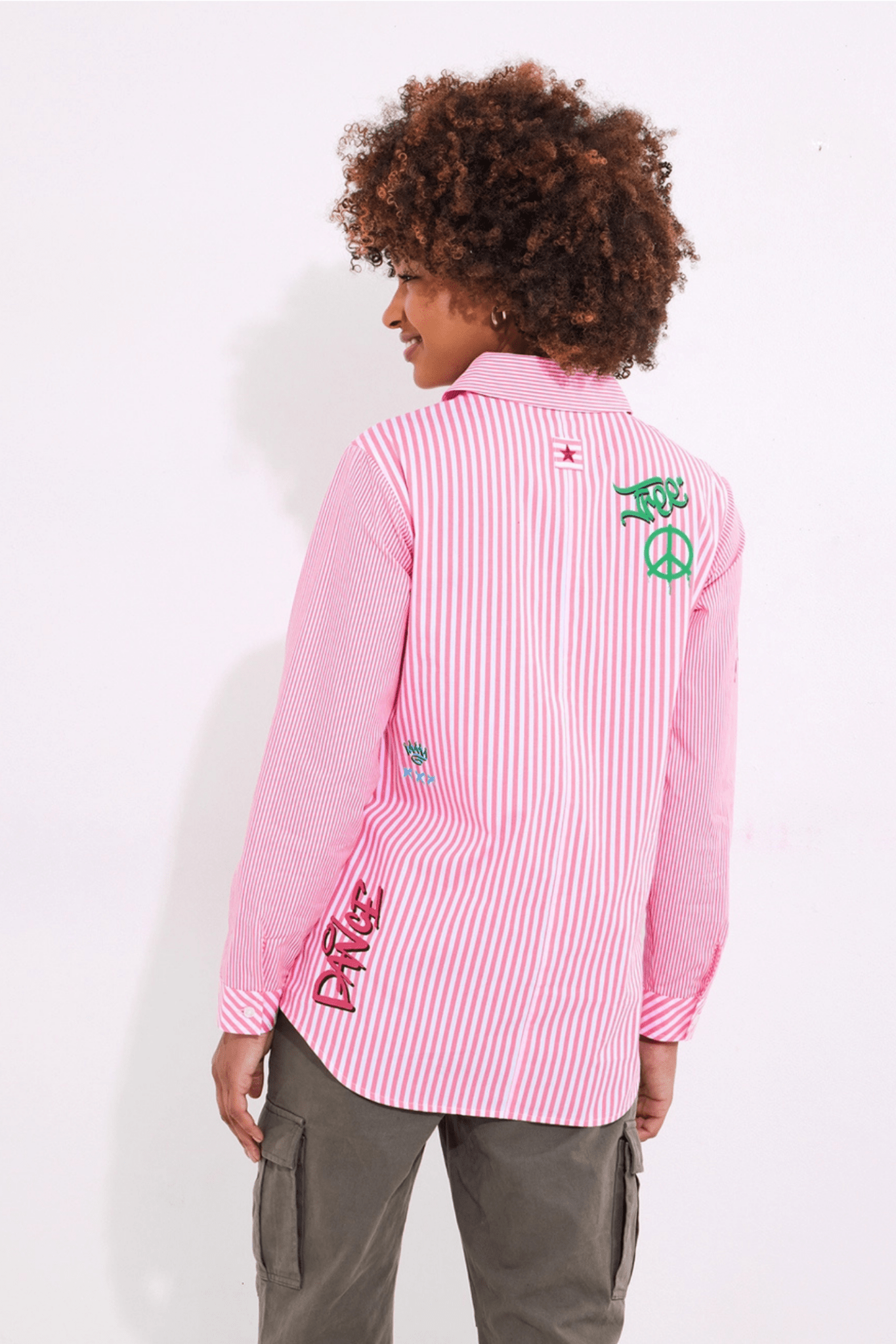 Joe Browns WA394A Eliza Pink Printed Stripe Cotton Shirt - Dotique