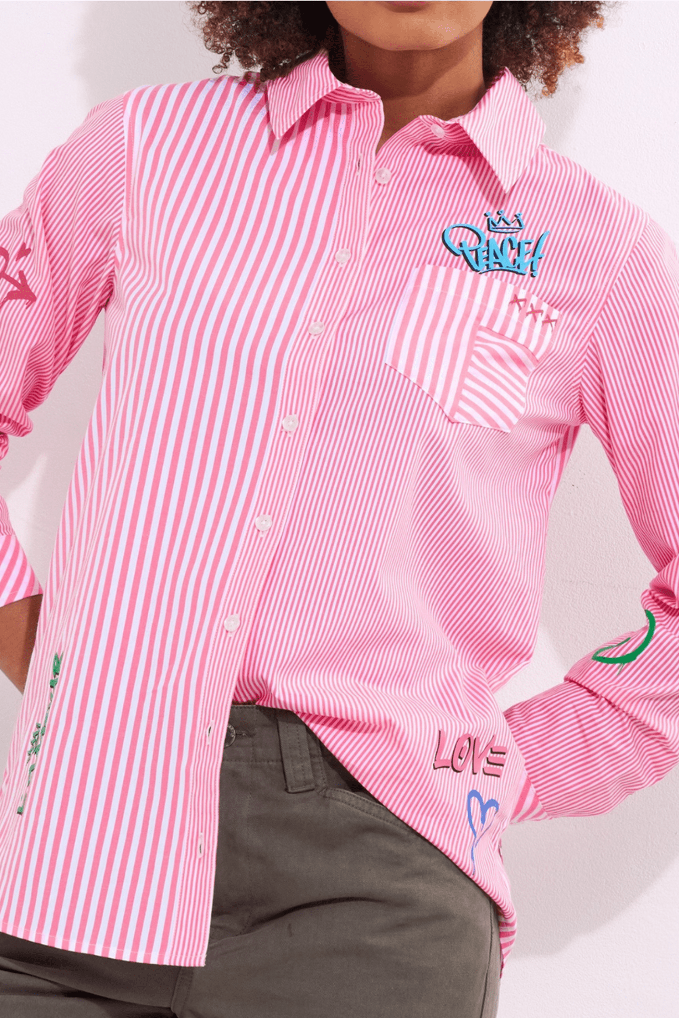 Joe Browns WA394A Eliza Pink Printed Stripe Cotton Shirt - Dotique