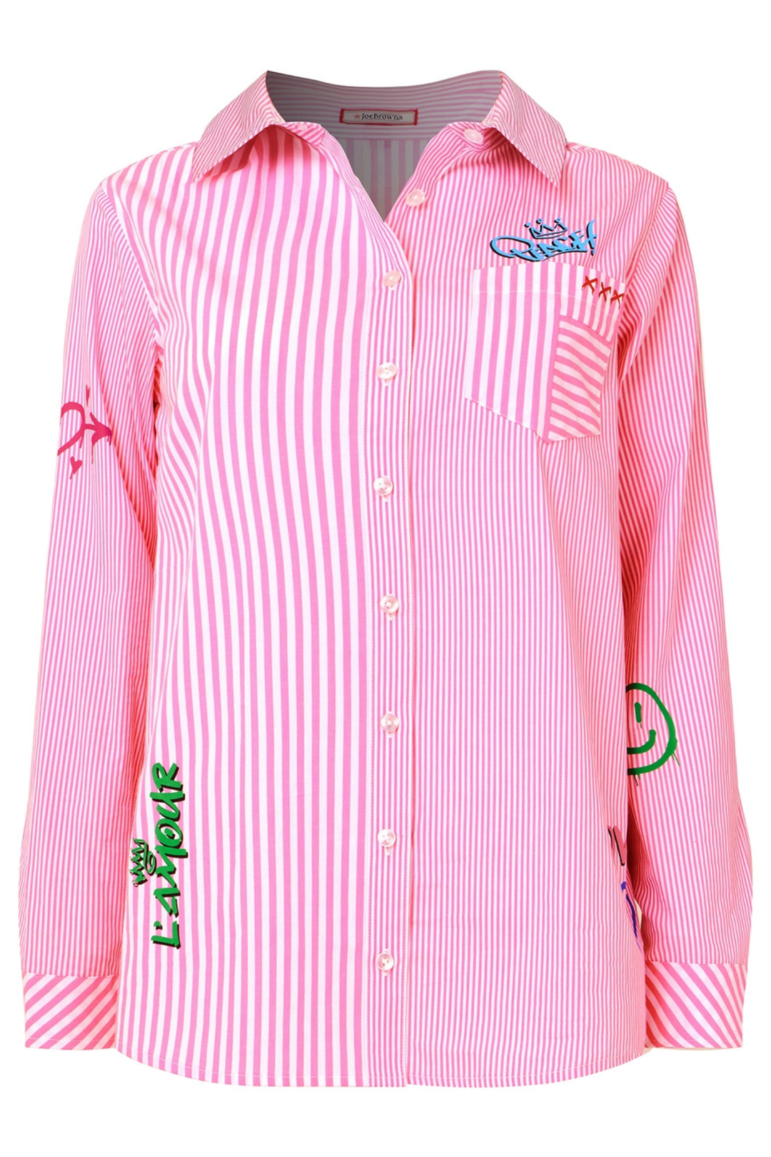 Joe Browns WA394A Eliza Pink Printed Stripe Cotton Shirt at Dotique Peak Village