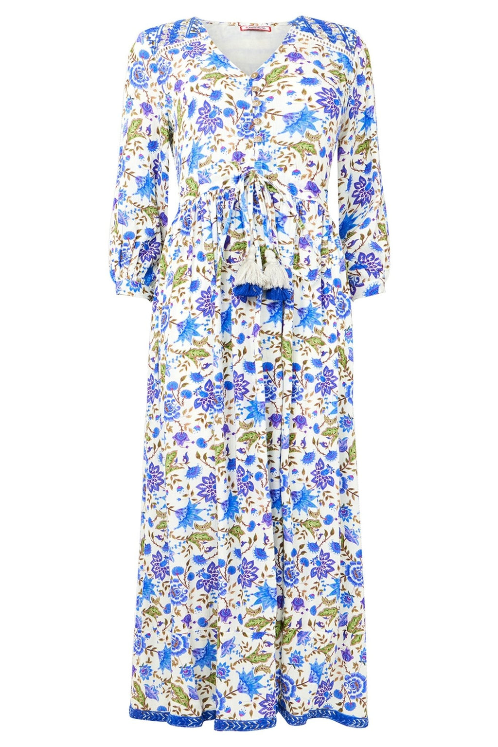 Joe Browns WF160A Joys of Summer Embellished Floral Maxi Dress Blue - Dotique