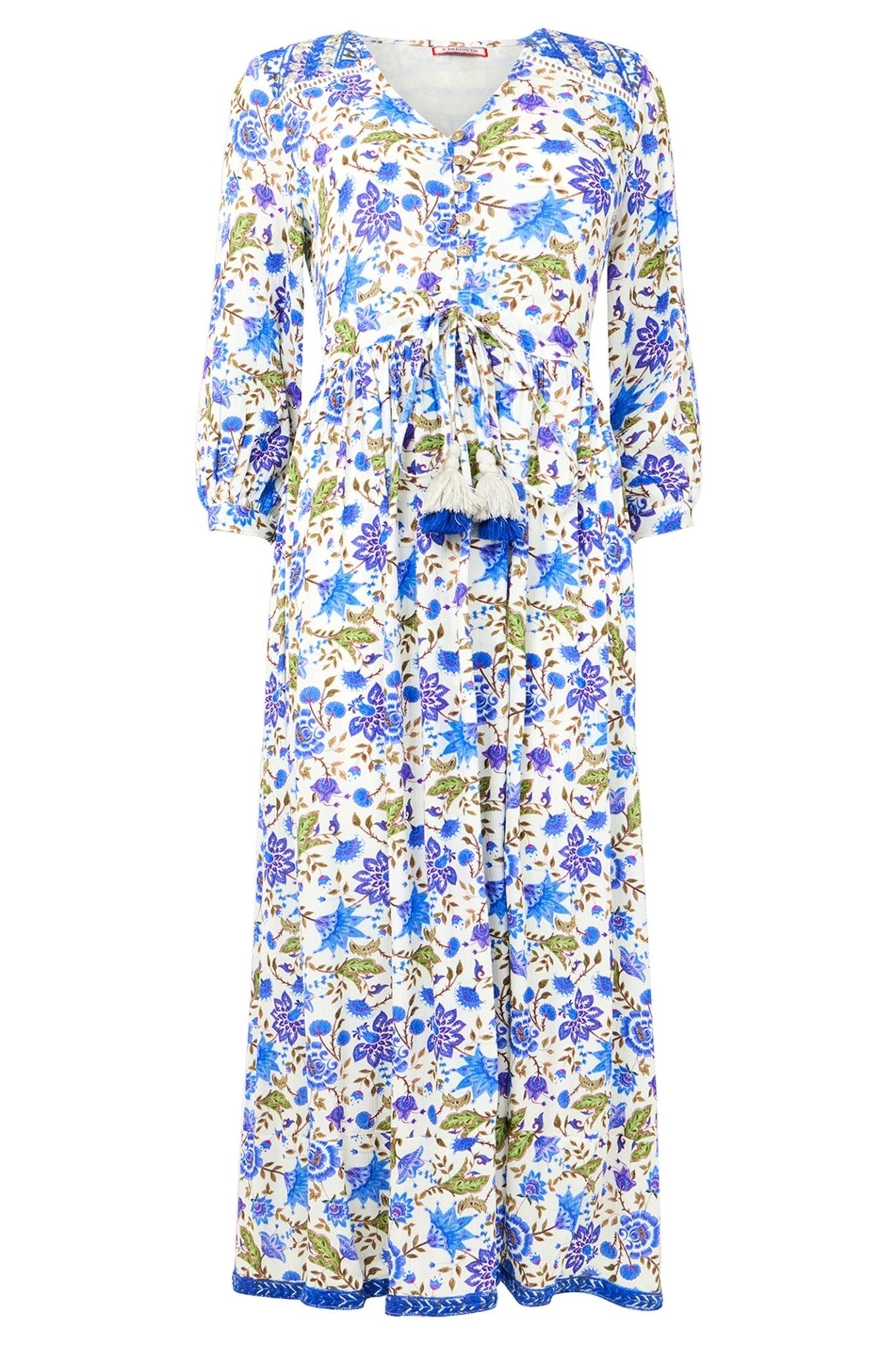 Joe Browns WF160A Joys of Summer Embellished Floral Maxi Dress Blue - Dotique