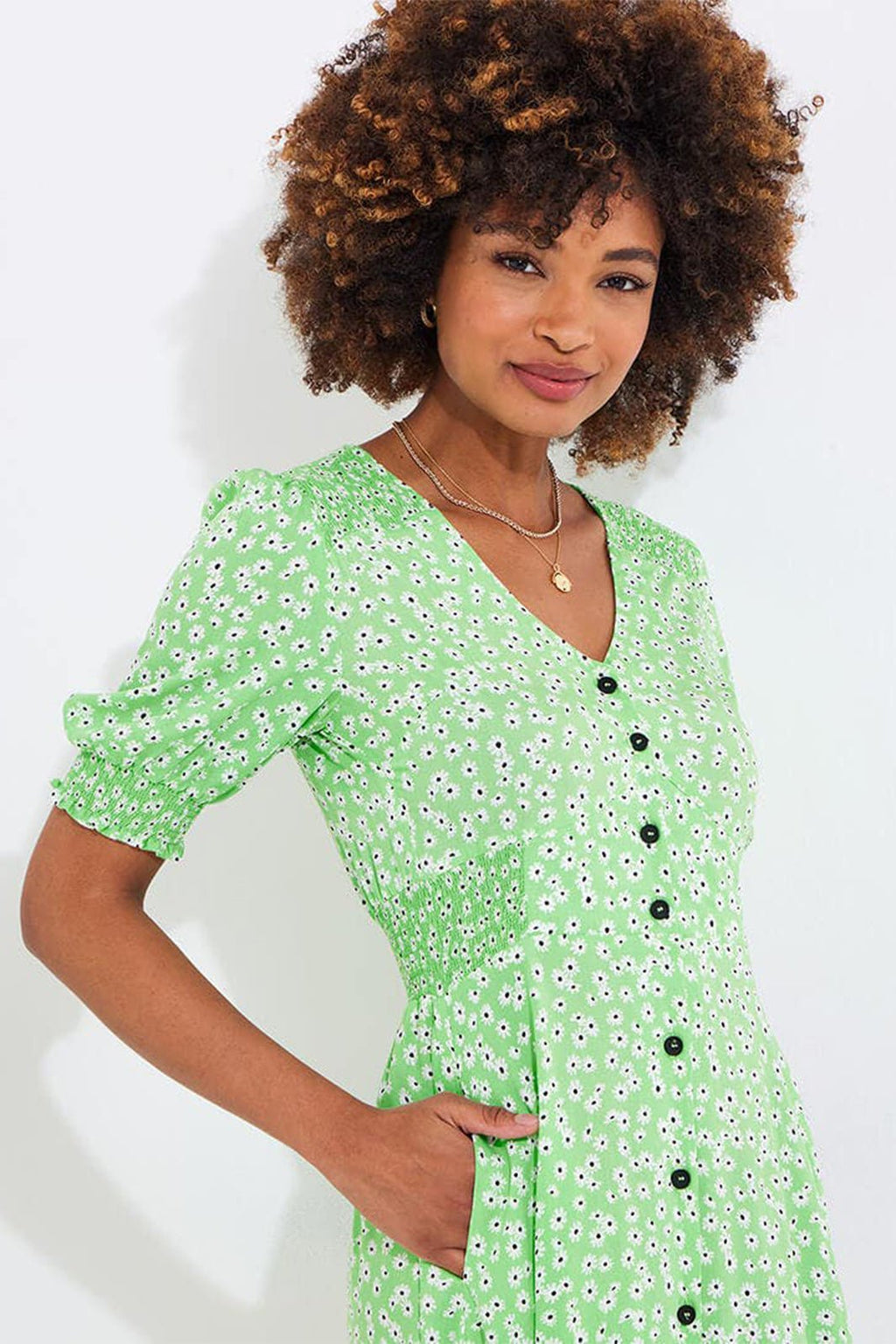 Joe Browns WF210A Fresh As A Daisy Printed Maxi Dress Green - Dotique