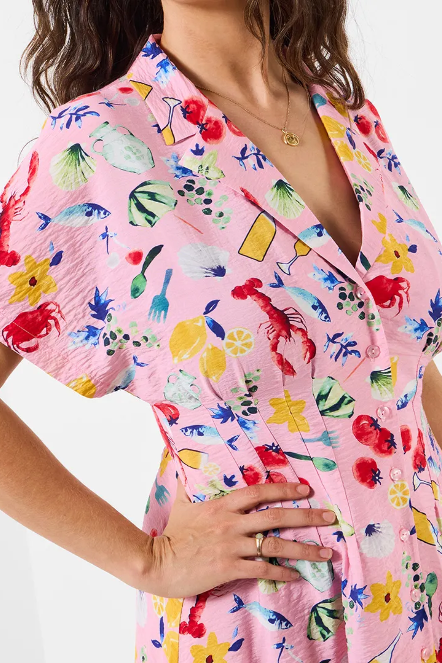 Woman wearing Joe Browns WF425A Fun In The Sun Dress Pink by Joe Browns, shop Joe Browns at Dotique for playful summer fashion