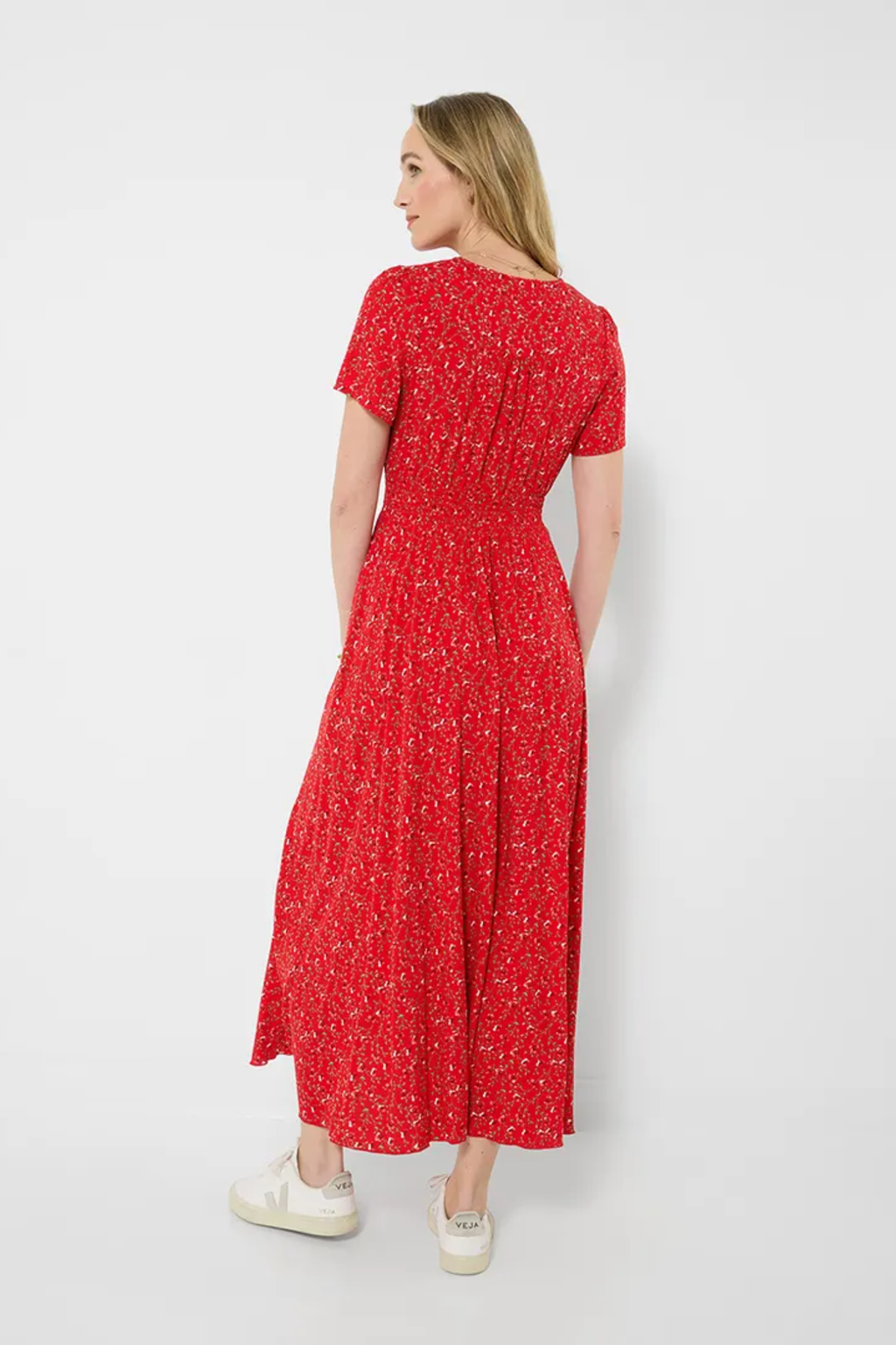 Woman wearing Joe Browns WF443A Perfect Summer Dress Red by Joe Browns, shop Joe Browns at Dotique for stylish summer elegance