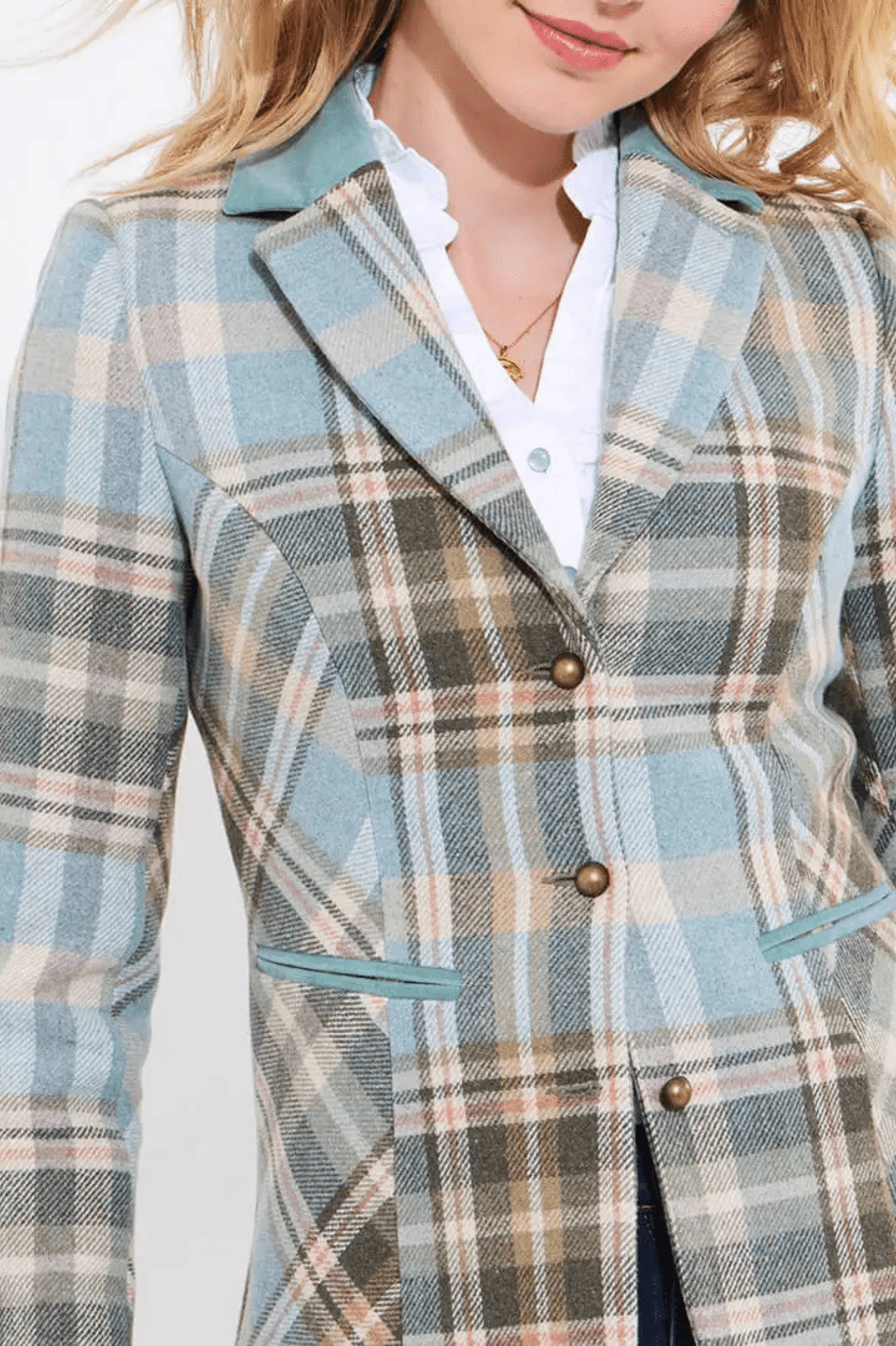 Lottie blue check jacket by Joe Browns, available at Dotique