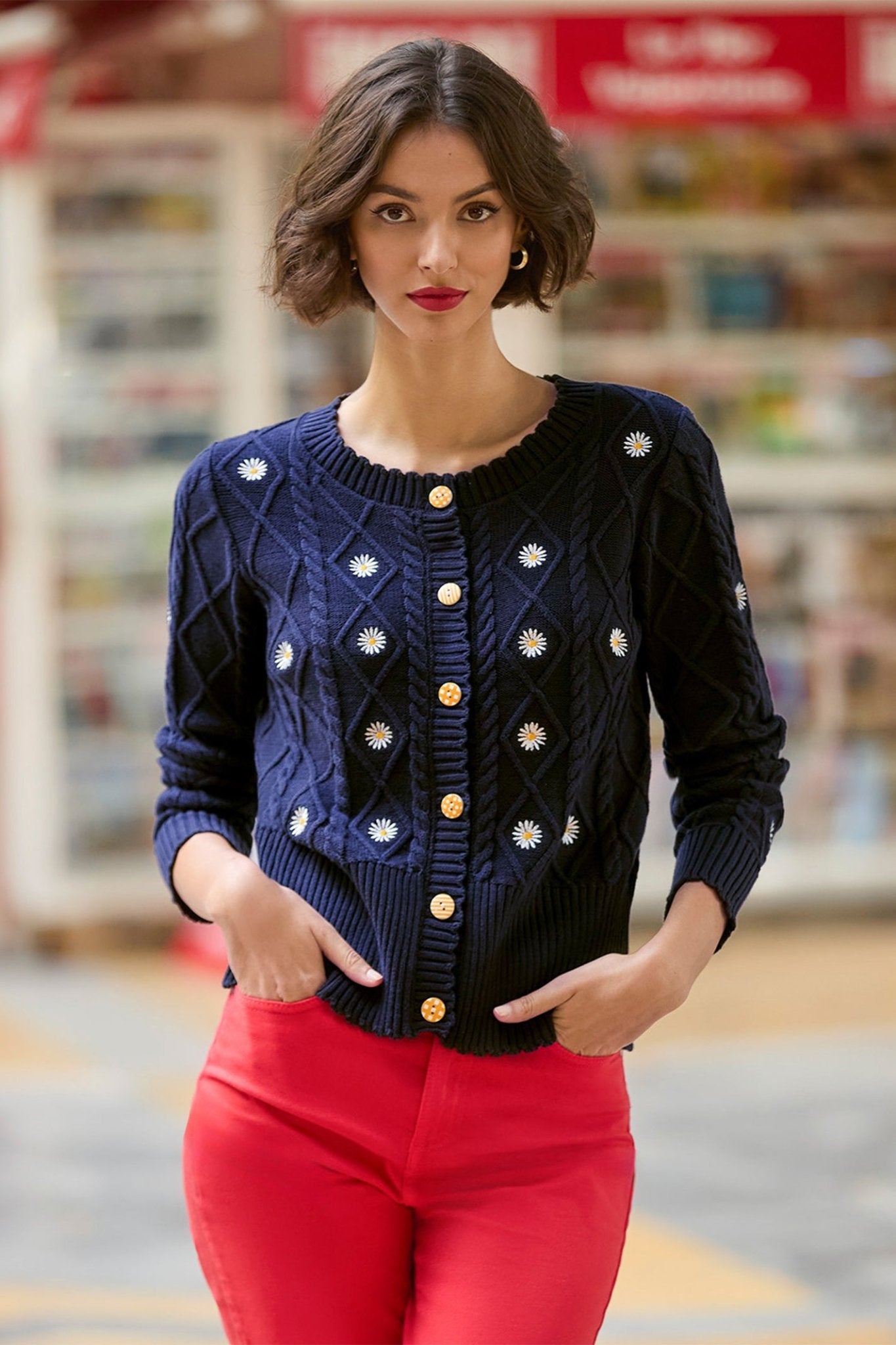 Joe Browns WK794A Daisy Embroidered Cable Knit Cardigan - Dotique