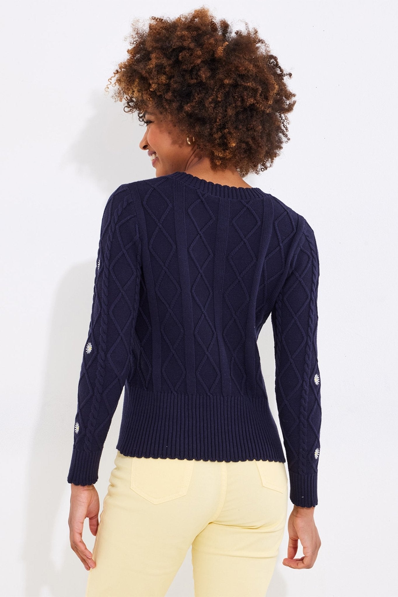 Joe Browns WK794A Daisy Embroidered Cable Knit Cardigan - Dotique