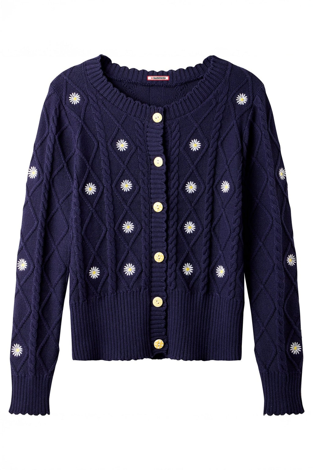 Joe Browns WK794A Daisy Embroidered Cable Knit Cardigan - Dotique
