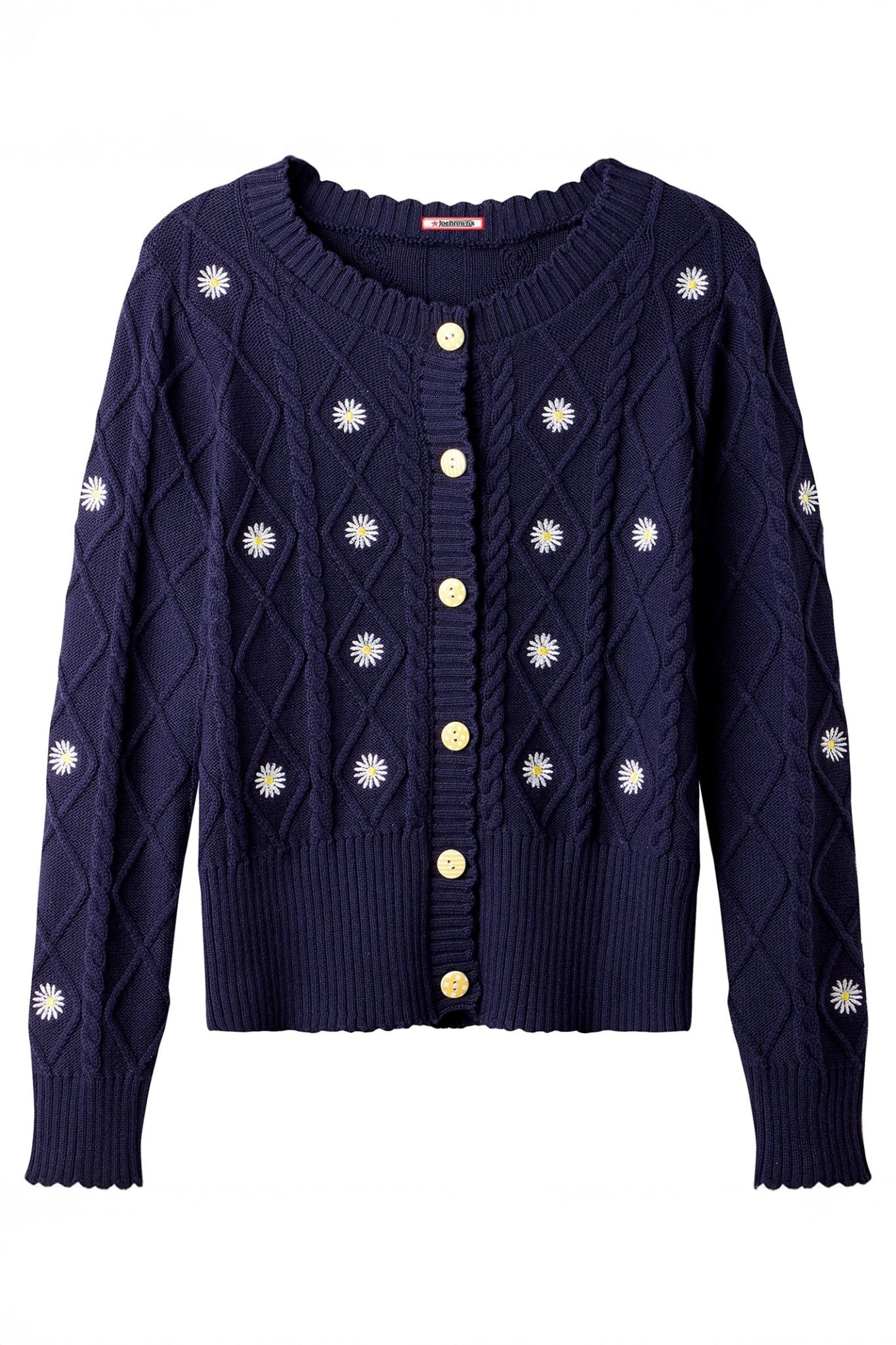 Joe Browns WK794A Daisy Embroidered Cable Knit Cardigan - Dotique