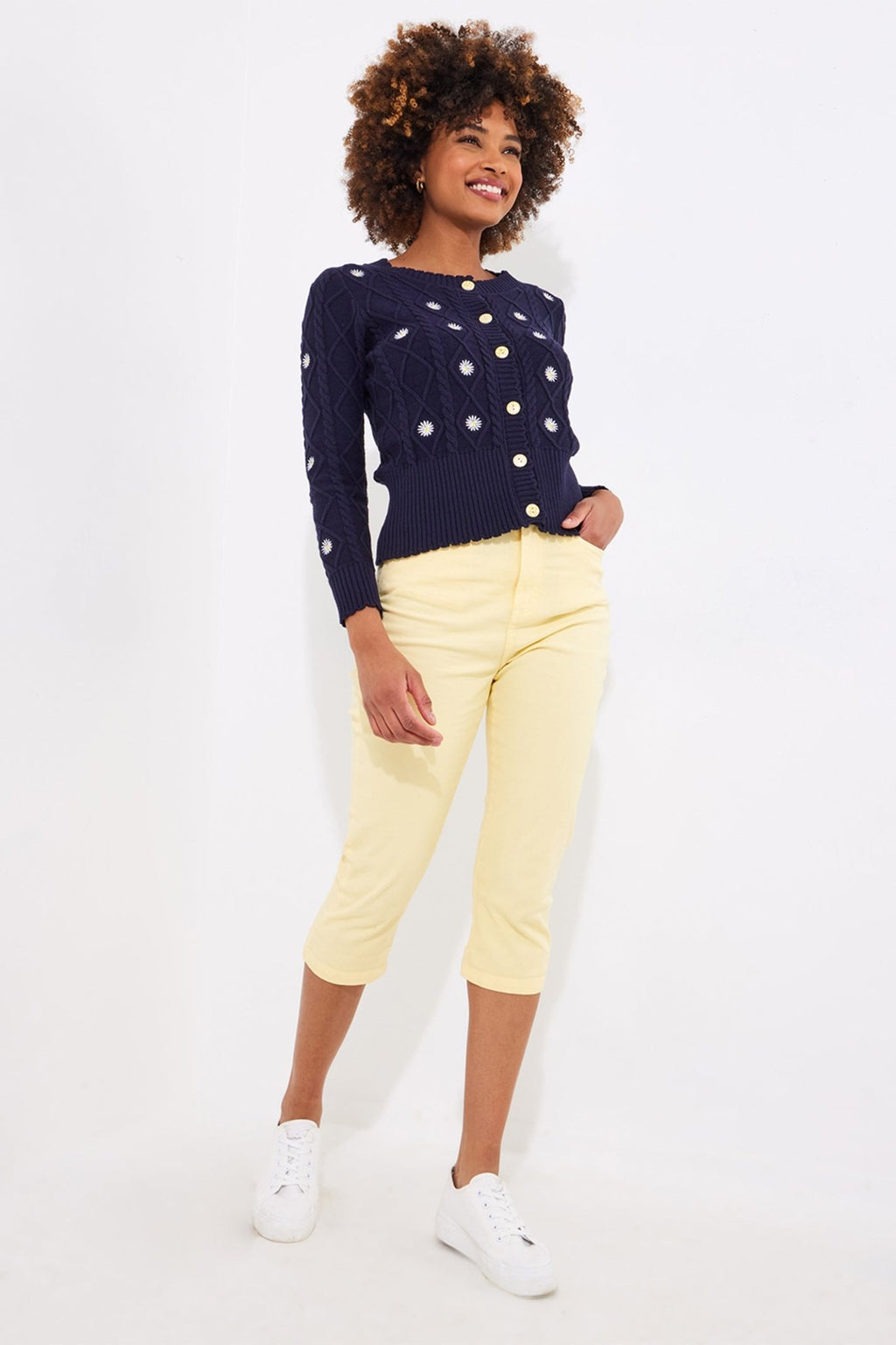 Joe Browns WK794A Daisy Embroidered Cable Knit Cardigan - Dotique