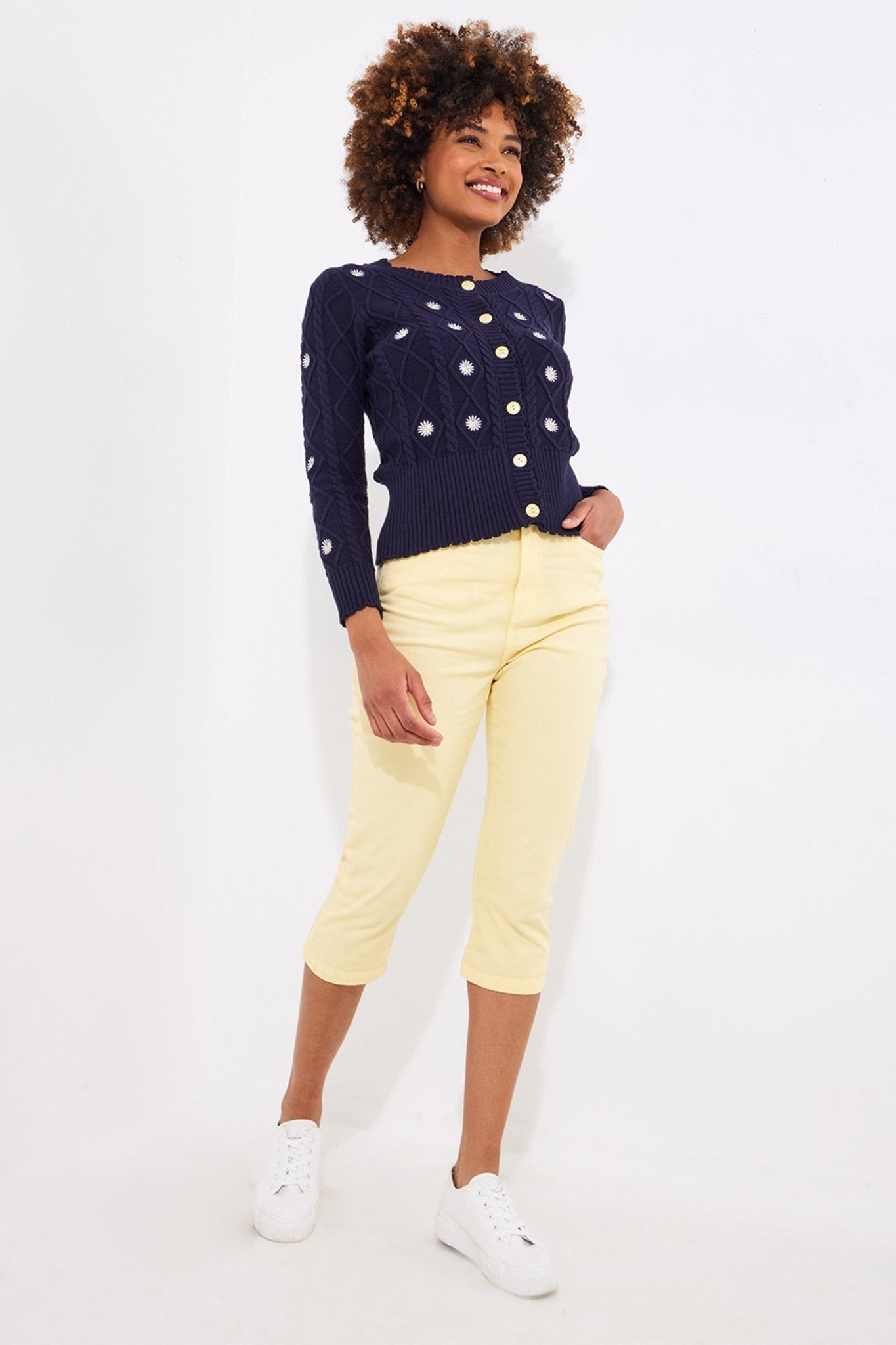 Joe Browns WK794A Daisy Embroidered Cable Knit Cardigan - Dotique