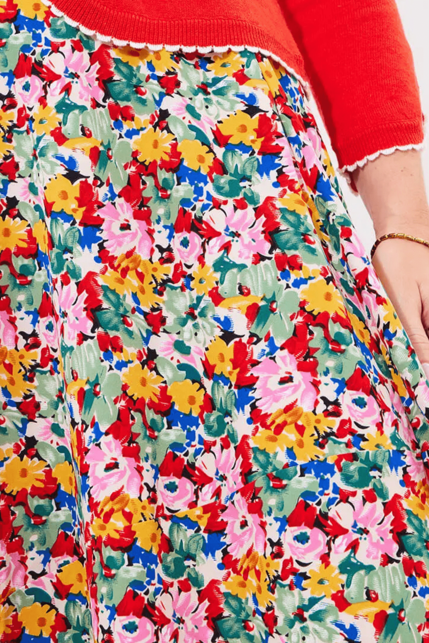 Joe Browns Floral Fancy Printed Maxi Skirt in Red – Dotique womenswear