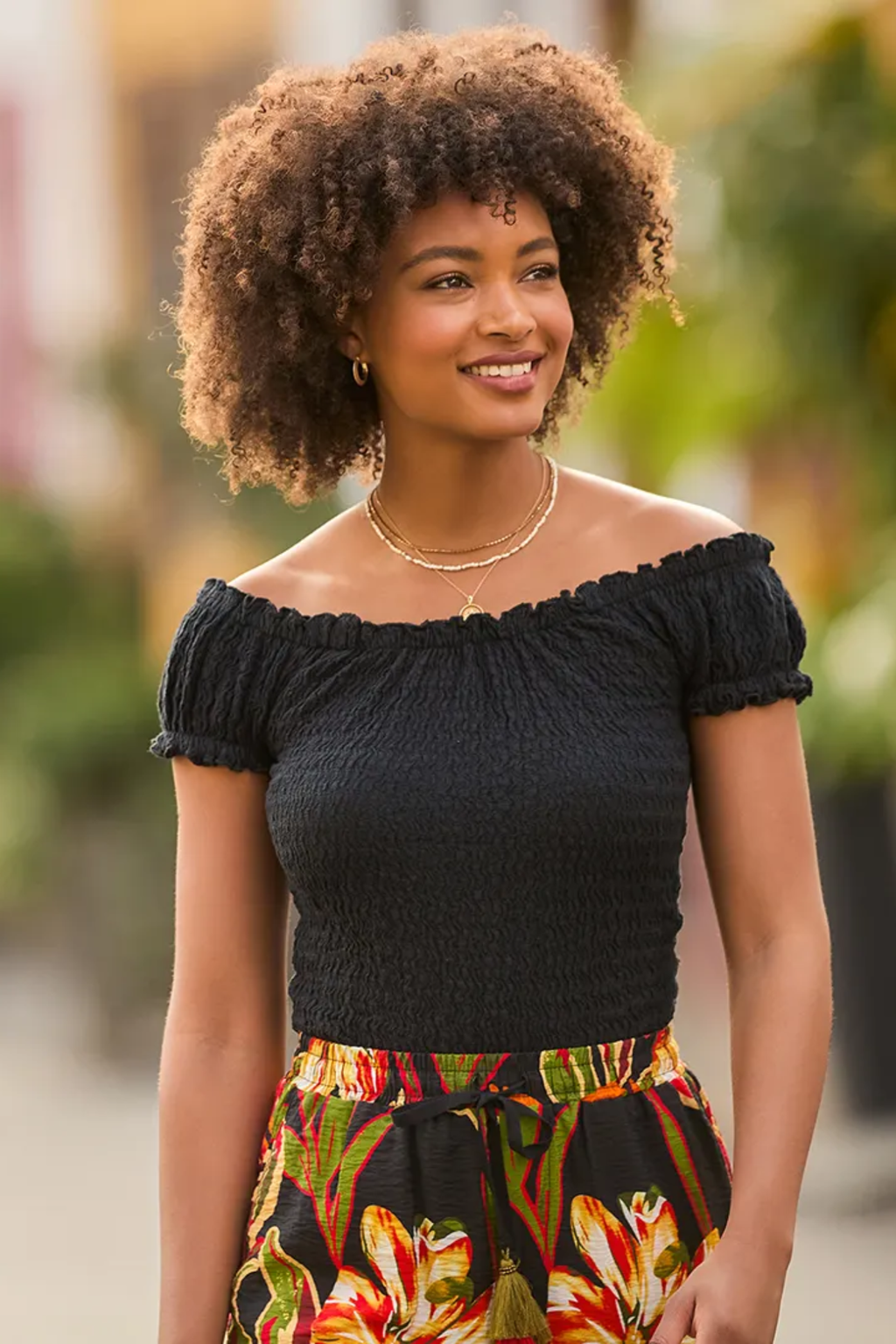 Smiling woman wearing Joe Browns WU292B Beautiful Boho Textured Jersey Top by Joe Browns available to shop at Dotique