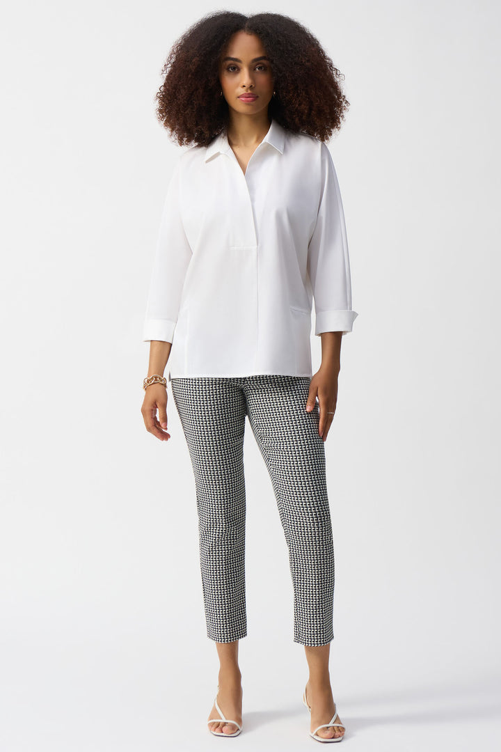 Joseph Ribkoff  251948-1761 Vanilla Poplin Boxy Shirt with Overlapping V-Neck - Dotique