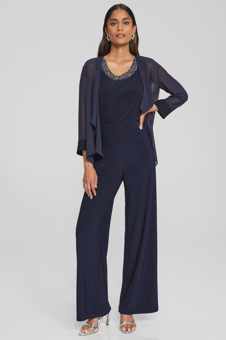 Joseph Ribkoff 221340 Midnight Blue Wide Leg Trousers - Dotique