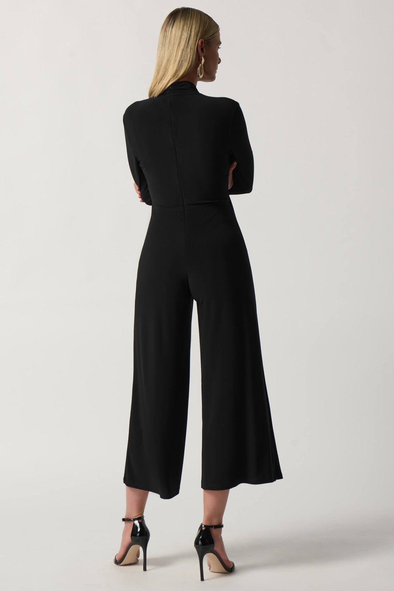 Joseph Ribkoff 233097 Black Wrap Culotte Jumpsuit - Dotique