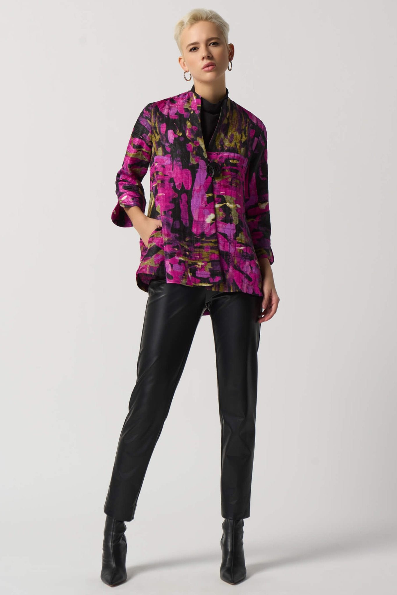 Joseph Ribkoff 233192 Fuchsia Pink Multi Print Jacket - Dotique Chesterfield