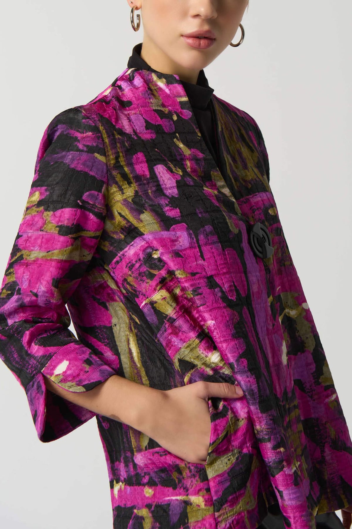 Joseph Ribkoff 233192 Fuchsia Pink Multi Print Jacket - Dotique Chesterfield