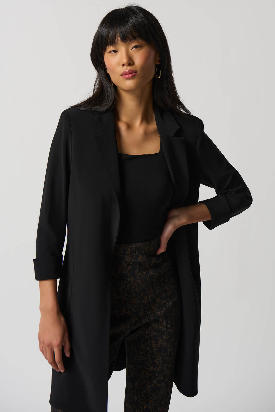 Joseph Ribkoff 233304 Black Long Line Blazer Jacket - Dotique