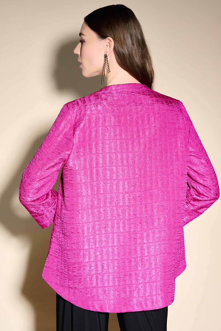 Joseph Ribkoff 233792 Fuchsia Pink Textured Woven Jacquard Swing Jacket - Dotique