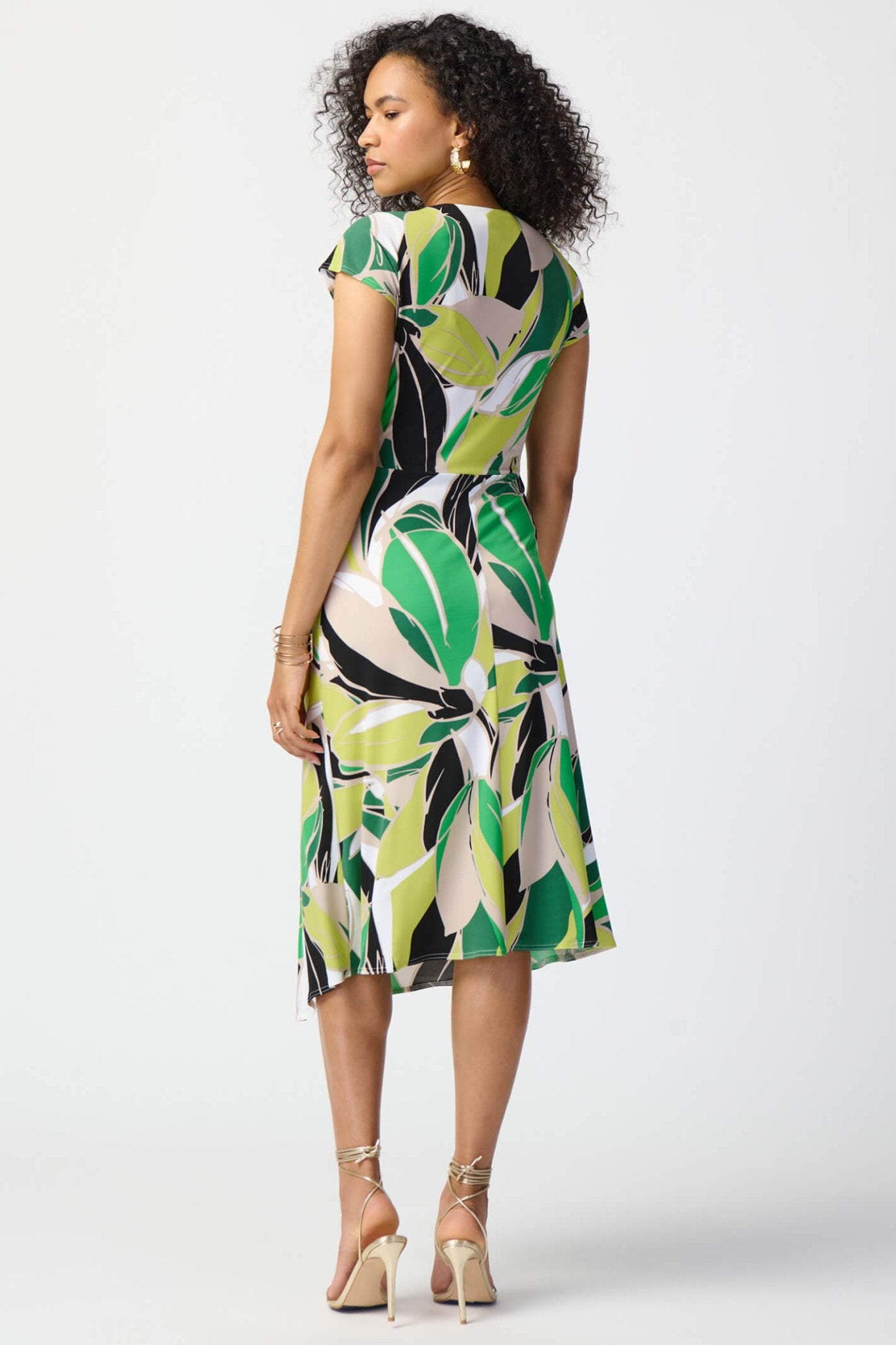Joseph Ribkoff 241201 Green Tropical Print Silky Knit Dress - Dotique Chesterfield