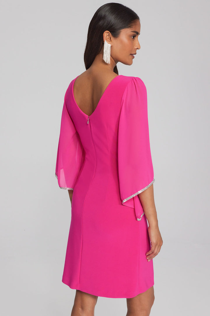 Joseph Ribkoff 241709 Shocking Pink Waterfall Sleeve Occasion Dress - Dotique Chesterfield