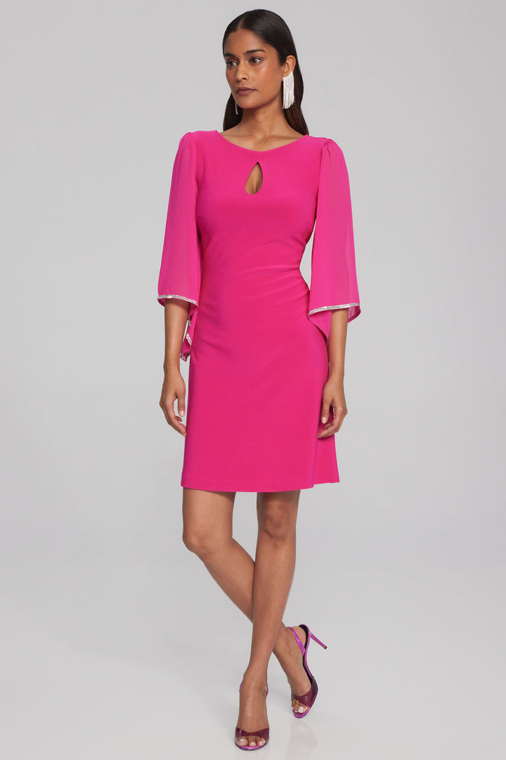 Joseph Ribkoff 241709 Shocking Pink Waterfall Sleeve Occasion Dress - Dotique Chesterfield