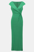 Joseph Ribkoff 241711 Maxi Emerald Green V Neck Evening Dress - Dotique