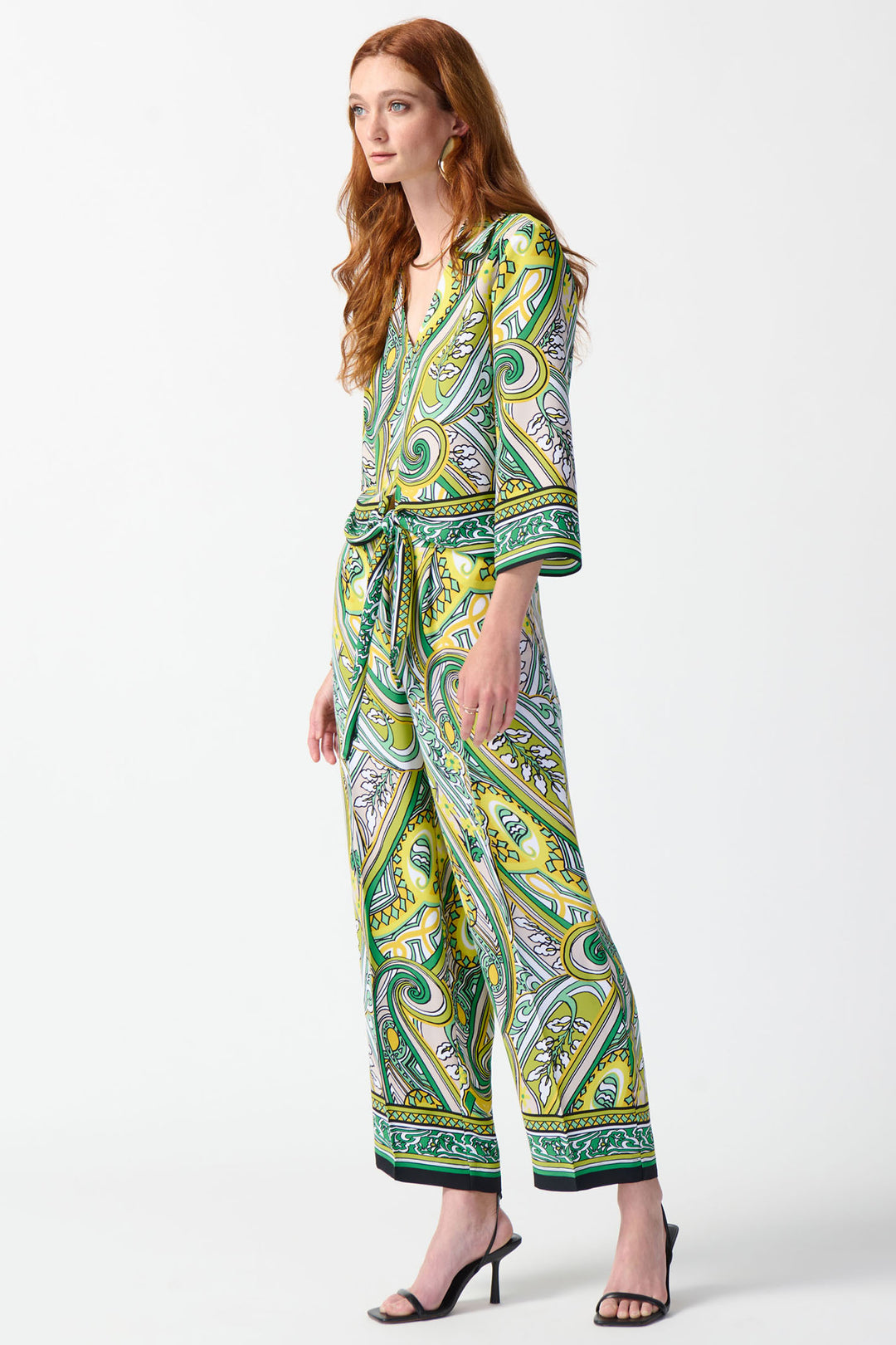 Joseph Ribkoff 242010 Green Print Trousers - Dotique