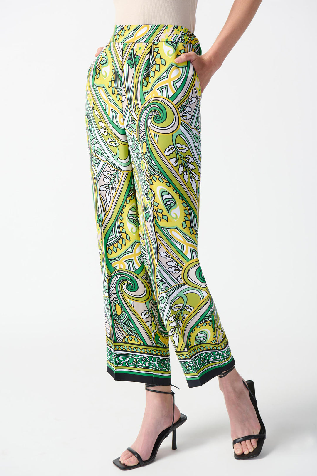 Joseph Ribkoff 242010 Green Print Trousers - Dotique