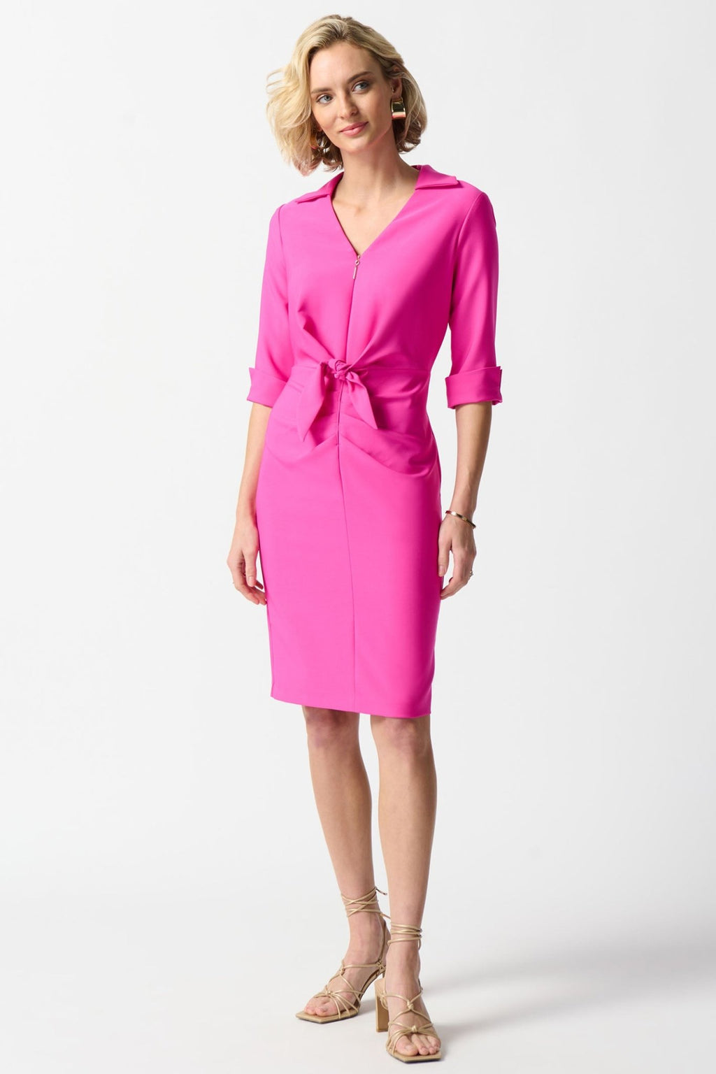 Joseph Ribkoff 242011 Ultra Pink Lux Twill Sheath Dress - Dotique