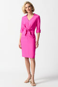 Joseph Ribkoff 242011 Ultra Pink Lux Twill Sheath Dress - Dotique