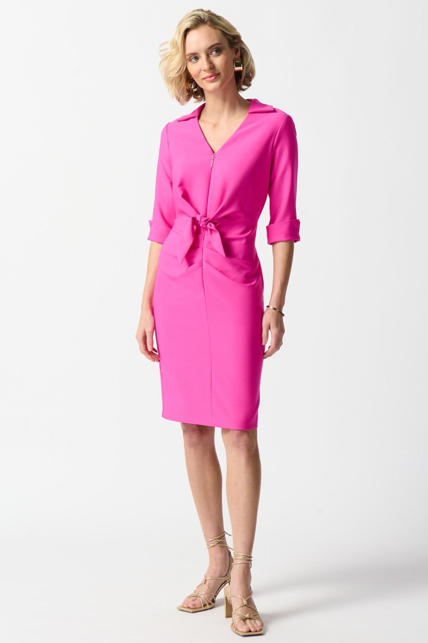 Joseph Ribkoff 242011 Ultra Pink Lux Twill Sheath Dress - Dotique