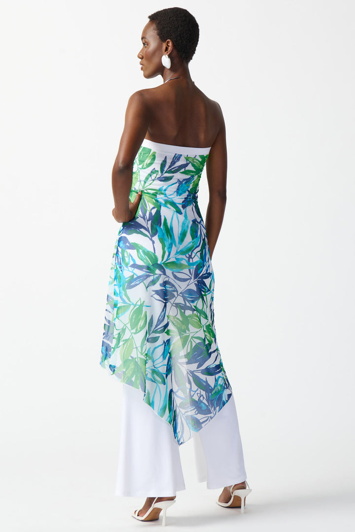 Joseph Ribkoff 242024 Blue Print Tropical Strapless Jumpsuit - Dotique