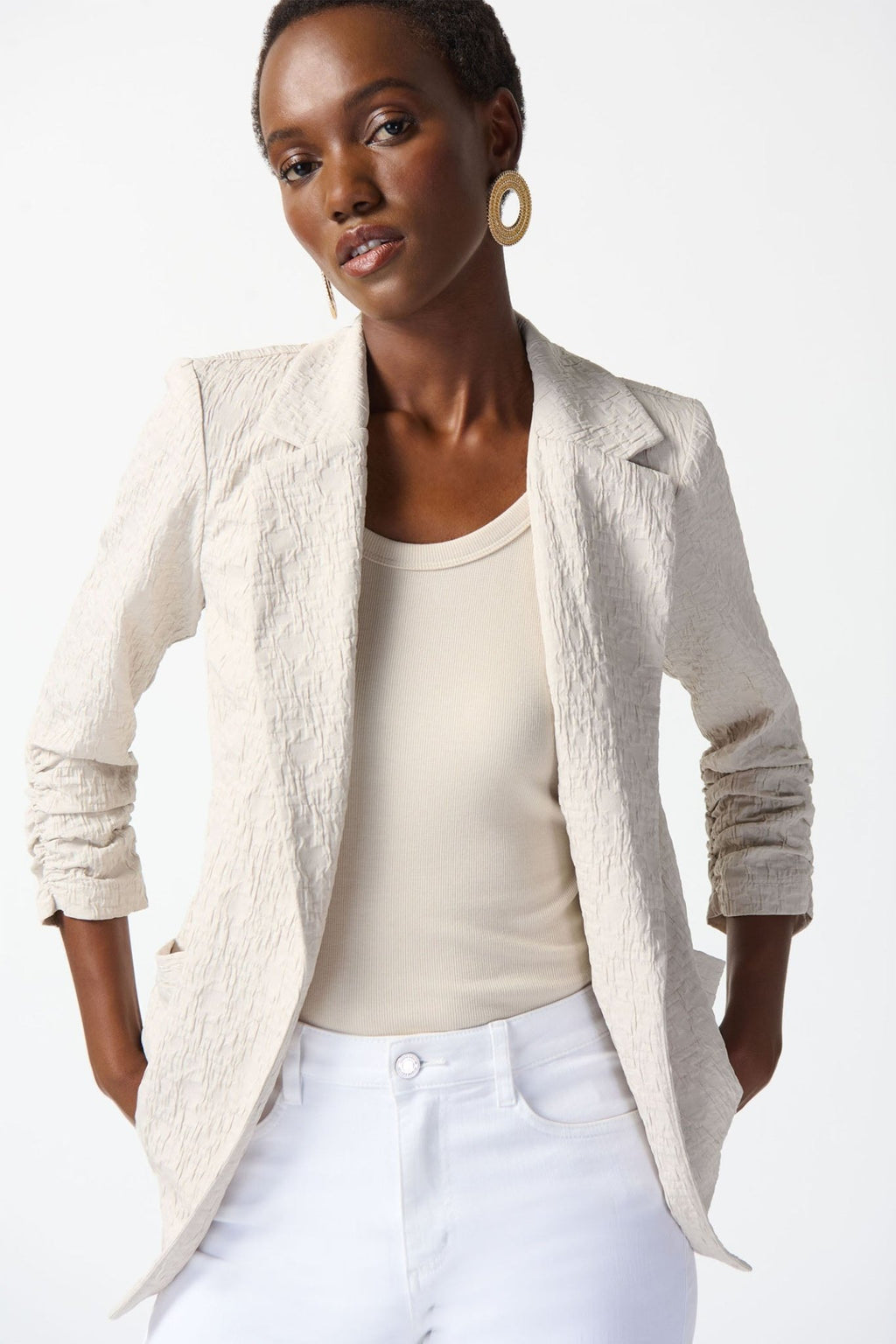 Joseph Ribkoff 242034 MoonStone Woven Jacquard Boxy Blazer Jacket - Dotique